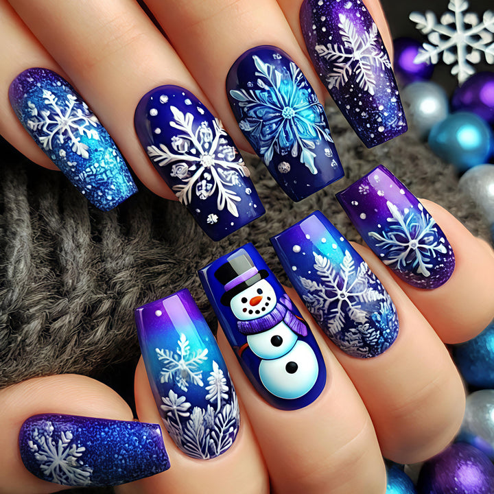 Kreative Kunstnägel mit Festlichem Schneemann-Design Karnz