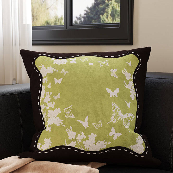 Velvet Bamboo Leaf Square Throw Pillow Cover with Hidden Zipper