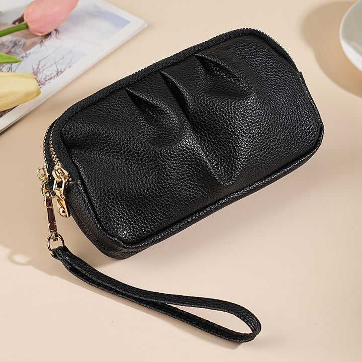 Texturierte Reißverschluss-Clutch Tasche