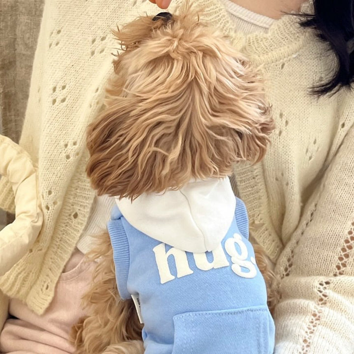 Kleiner Hund Kapuzenpullover mit Kängurutasche Applikation Schriftzug