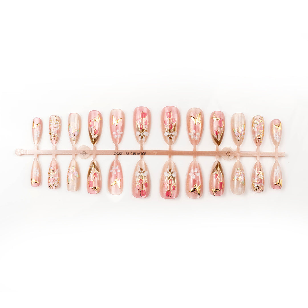 Floral Butterfly Dekorative Press-On-Nagelset