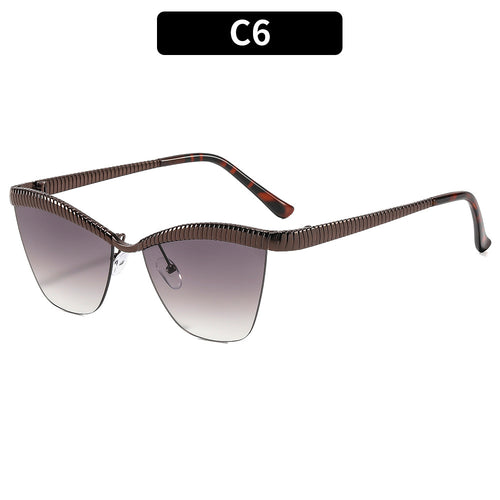 Stylische Katzenaugen-Sonnenbrille mit einzigartigem strukturiertem Rahmen