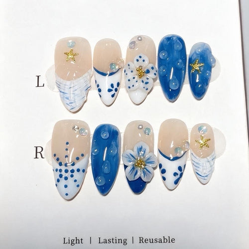 Küstenartiges Press-On Nagelkunst Set