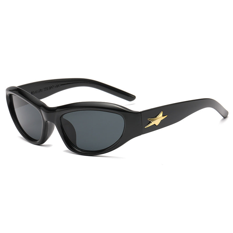 Damen elegante Kunststoffsonnenbrille im zeitgenössischen Design Karnz