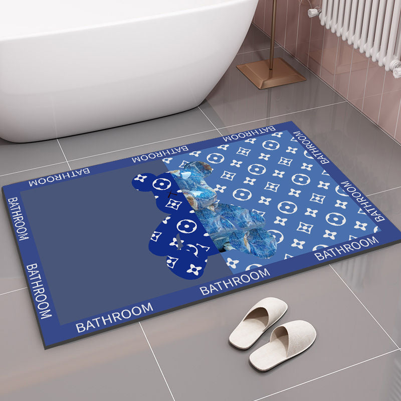 Spaßiger grafischer Badteppich für das Badezimmer