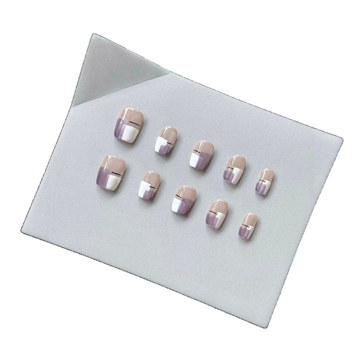 Premium Press-On Nail Set mit modernem geometrischem Design