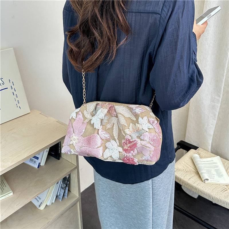 WoElegant Florale Pailletten Clutch-Tasche Karnz