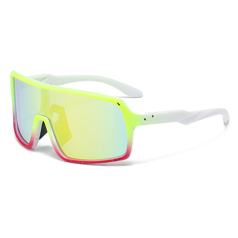Damen modische Sonnenbrille im futuristischen Design mit großflächigen Gläsern Karnz