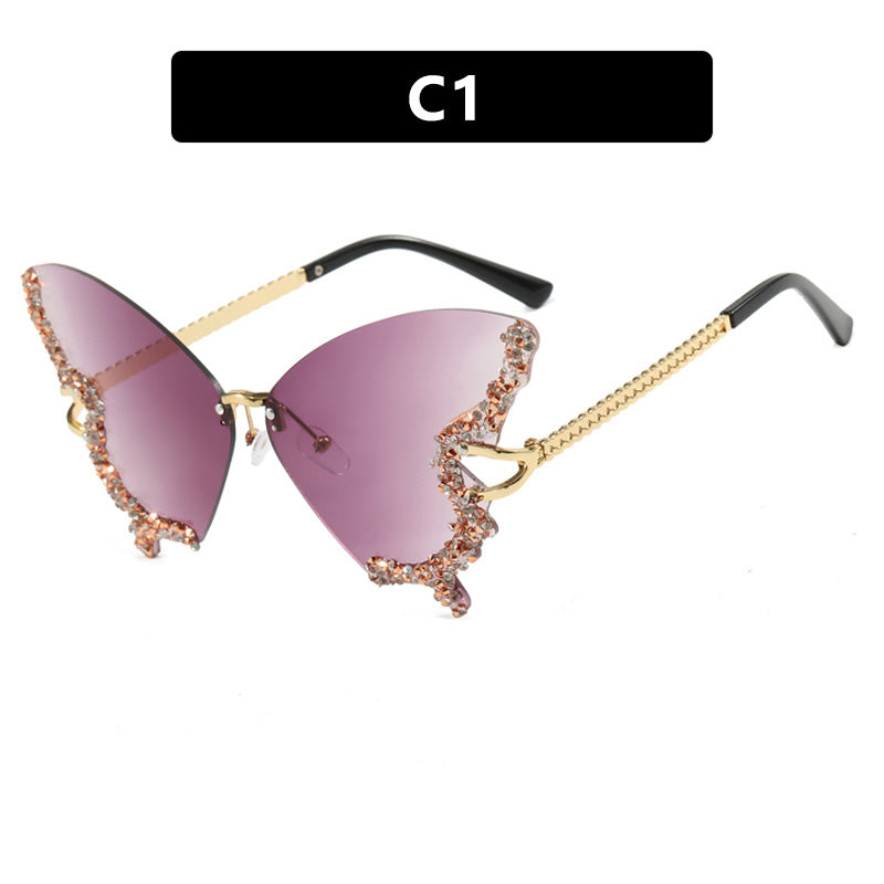 Damen große Cat-Eye Sonnenbrille mit funkelndem Strassbesatz und elegantem Rahmen Karnz