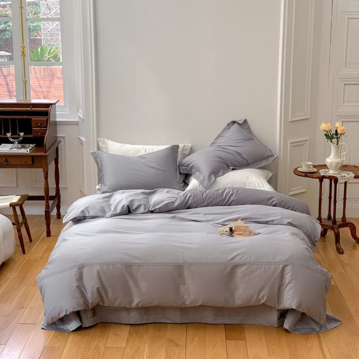 Leichtes Baumwollmisch-Percale Bettbezug-Set mit verstecktem Reißverschluss und maßgeschneiderten Eckenbändern