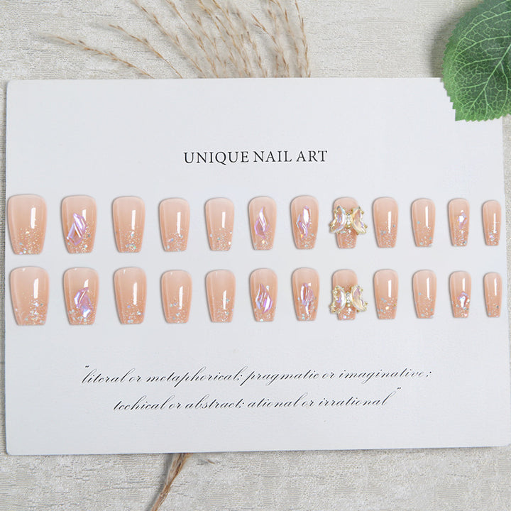Kunstnagelset mit Glitzer- und 3D-Schmetterlingsverzierungen Karnz