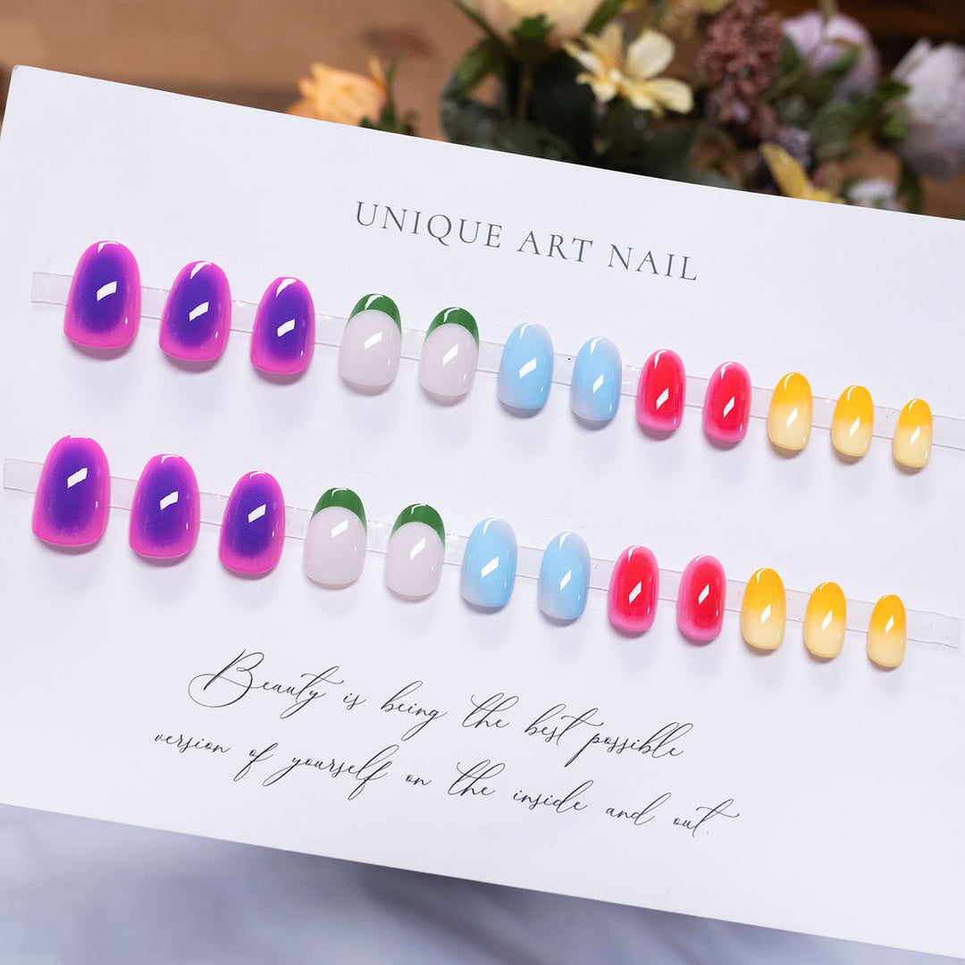 Kreative Multi-Gradient Press-On Nagelkunst
