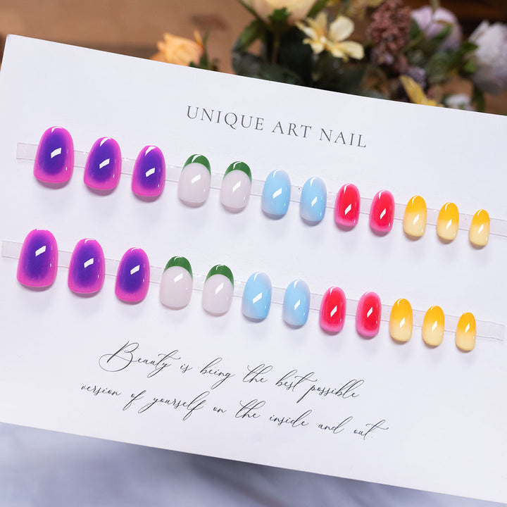 Kreative Multi-Gradient Press-On Nagelkunst