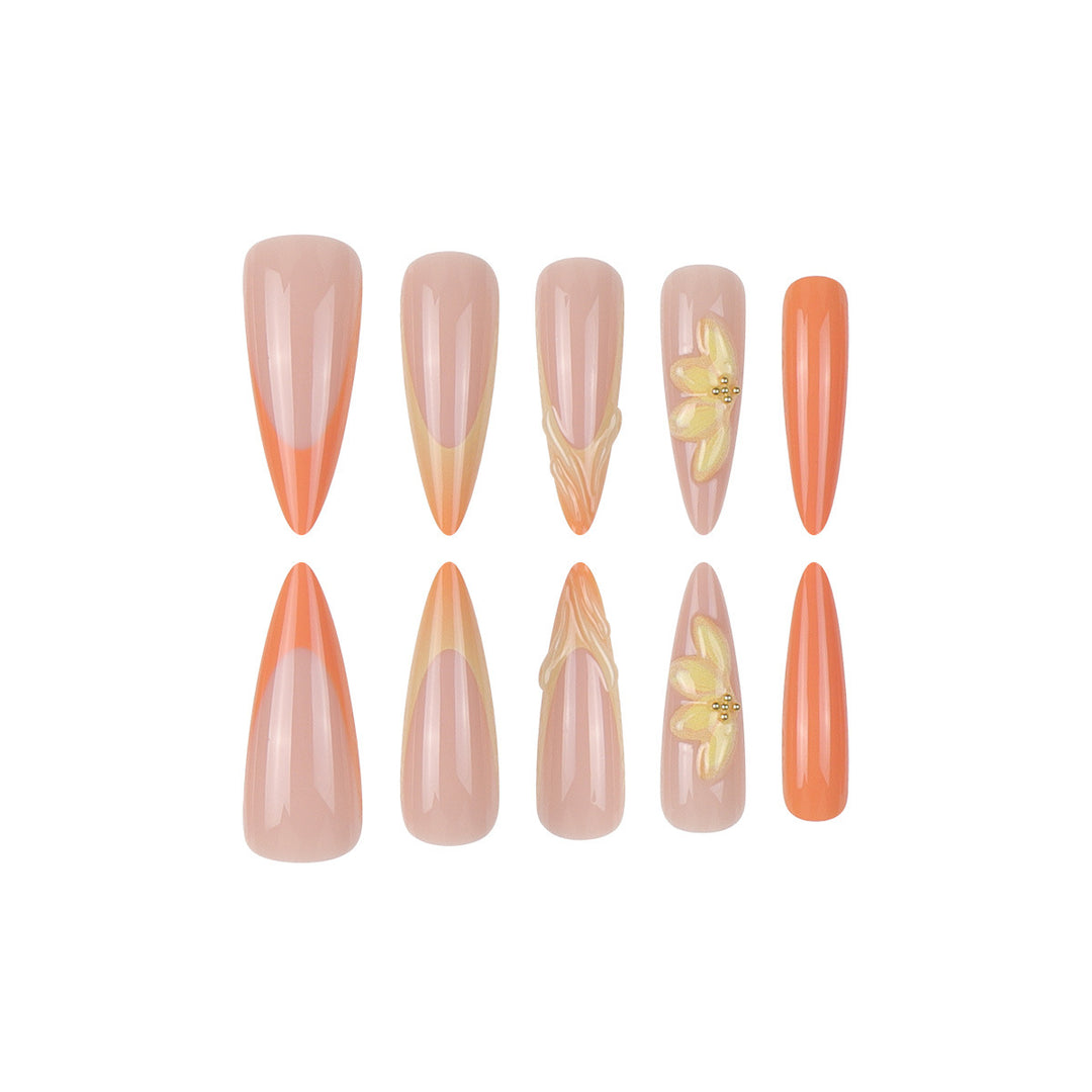 Elegante Blumen Stiletto Nägel Karnz