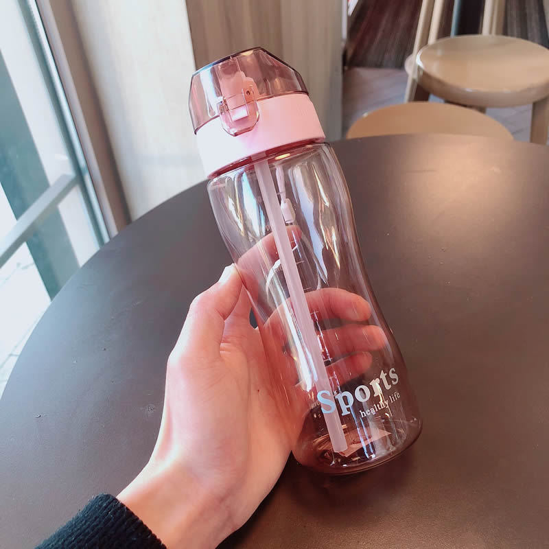 Damen Ergonomische Sporttrinkflasche mit integrierter Trinkhalmfunktion Karnz