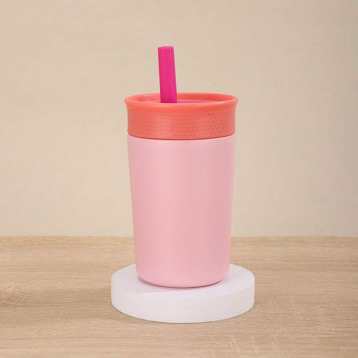 Damen Isolierte Trinkflasche mit Silikonhut und Strohhalm Karnz