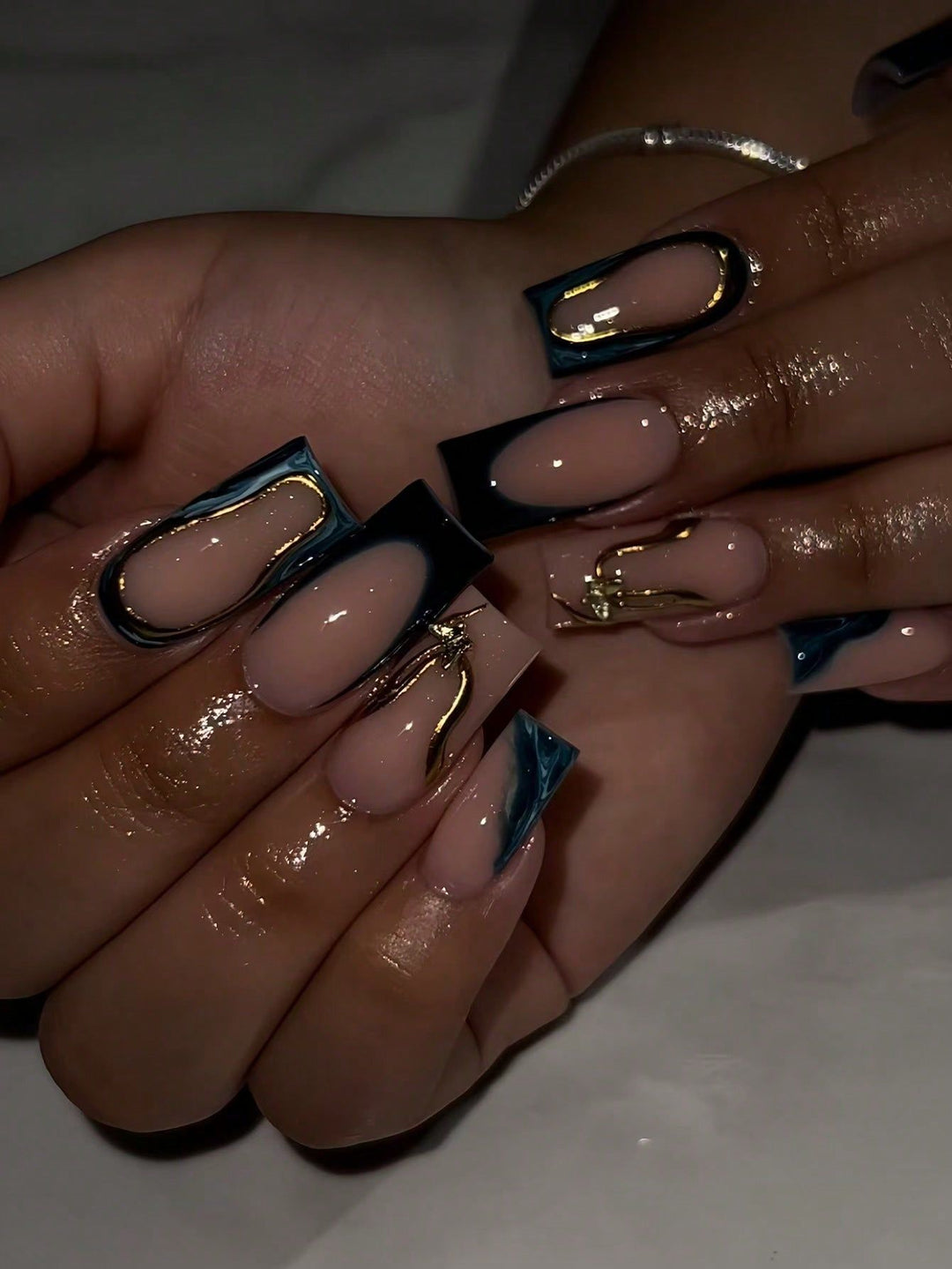 Designer Geometrische Press-On Nagelkunst Karnz