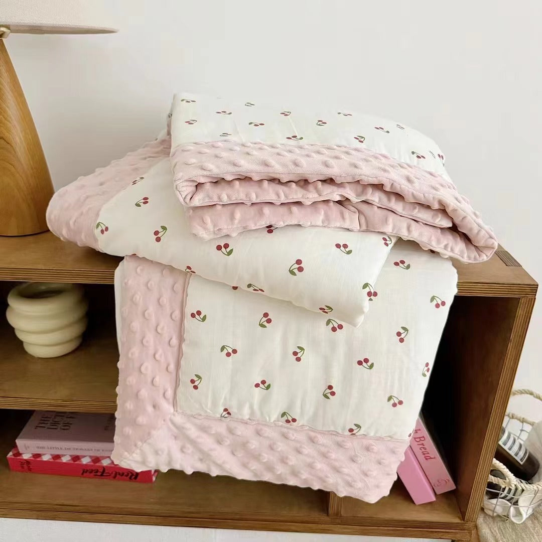 Wendbare Minky Dot Plüsch Babydecke