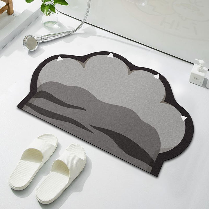Cloud-Shaped Absorbent Microfiber Anti-Slip Bath Mat with Coastal Wave Print