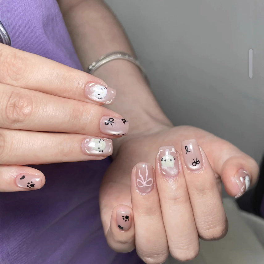 Süßes Hasen-Themen Press-On Nagelkunst Set Karnz