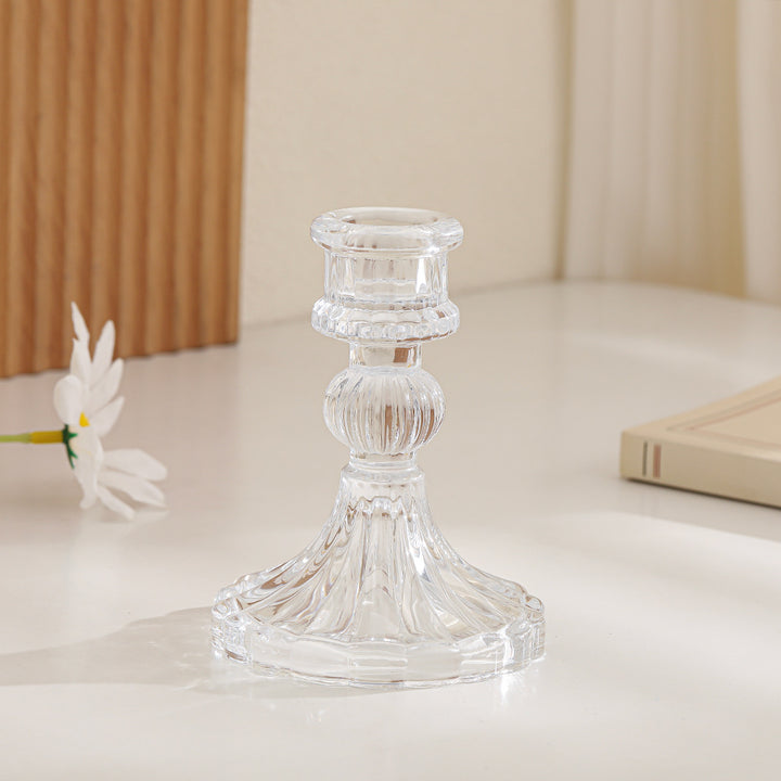Kristallschnitt-Glas-Teelichthalter mit geripptem Fuß Karnz