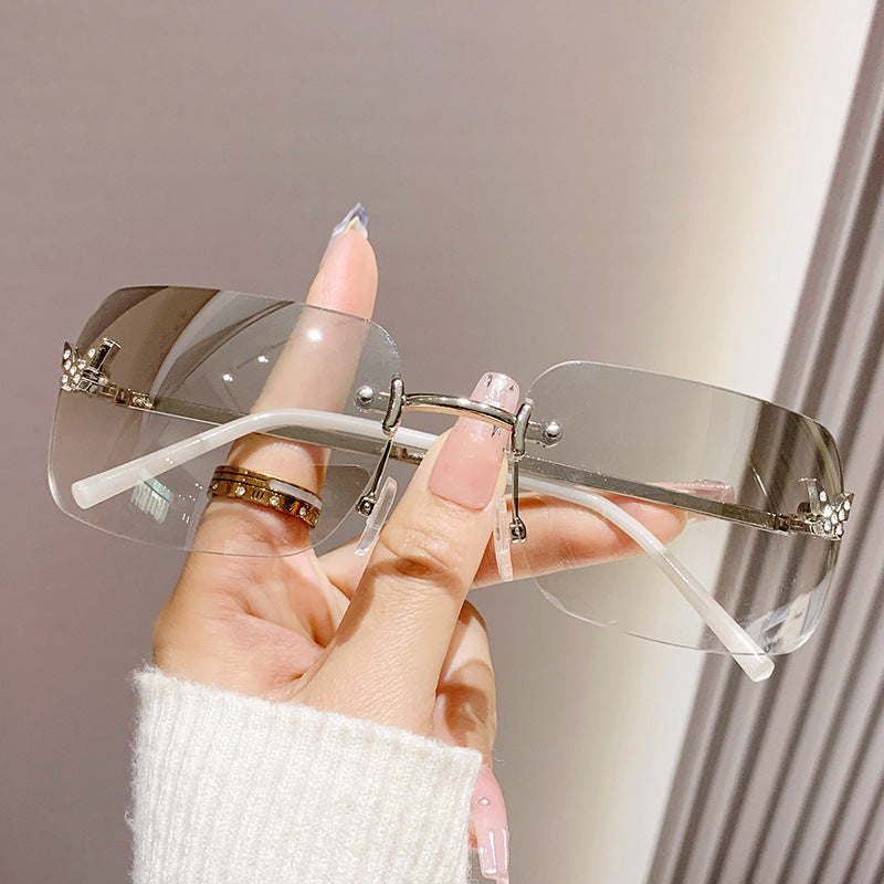 Damen elegante oversized Sonnenbrille mit gewebtem goldenen Rahmen Karnz