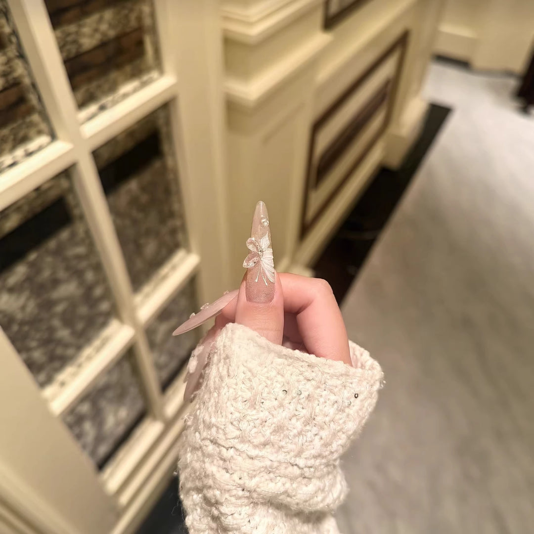 Elegante Blumige Stiletto Nagelverlängerungen