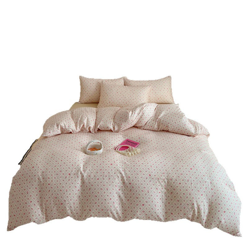 Plaid Baumwollsatin Bettbezug und Kissenbezug Bettwäsche Set