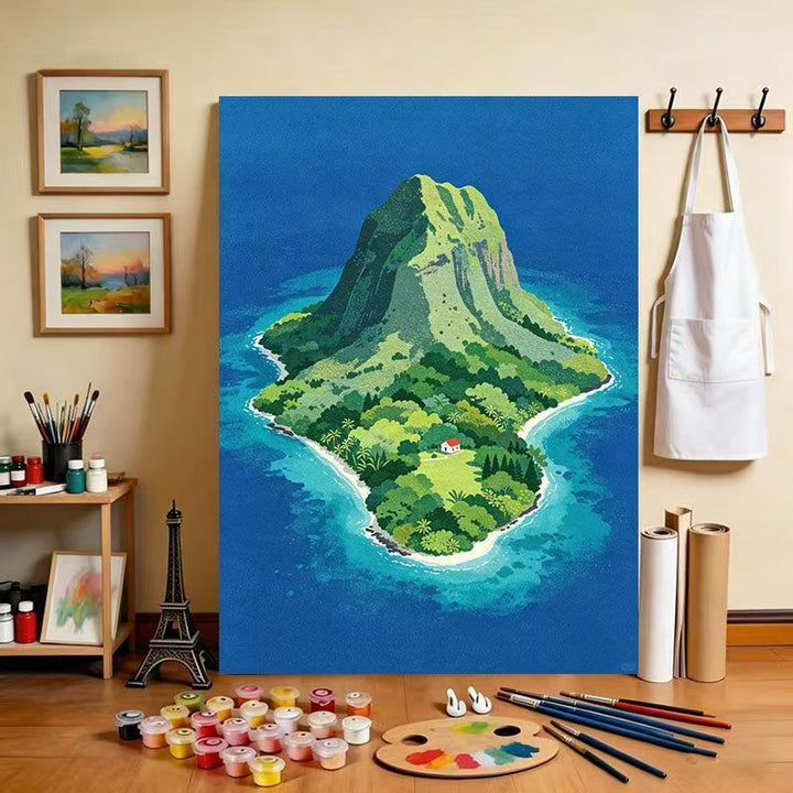 Tropische Insel Landschaft Leinwand Kunstdruck Karnz