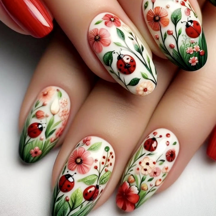 Floral-Accent 3D Nagel Kunst Erweiterungen Karnz