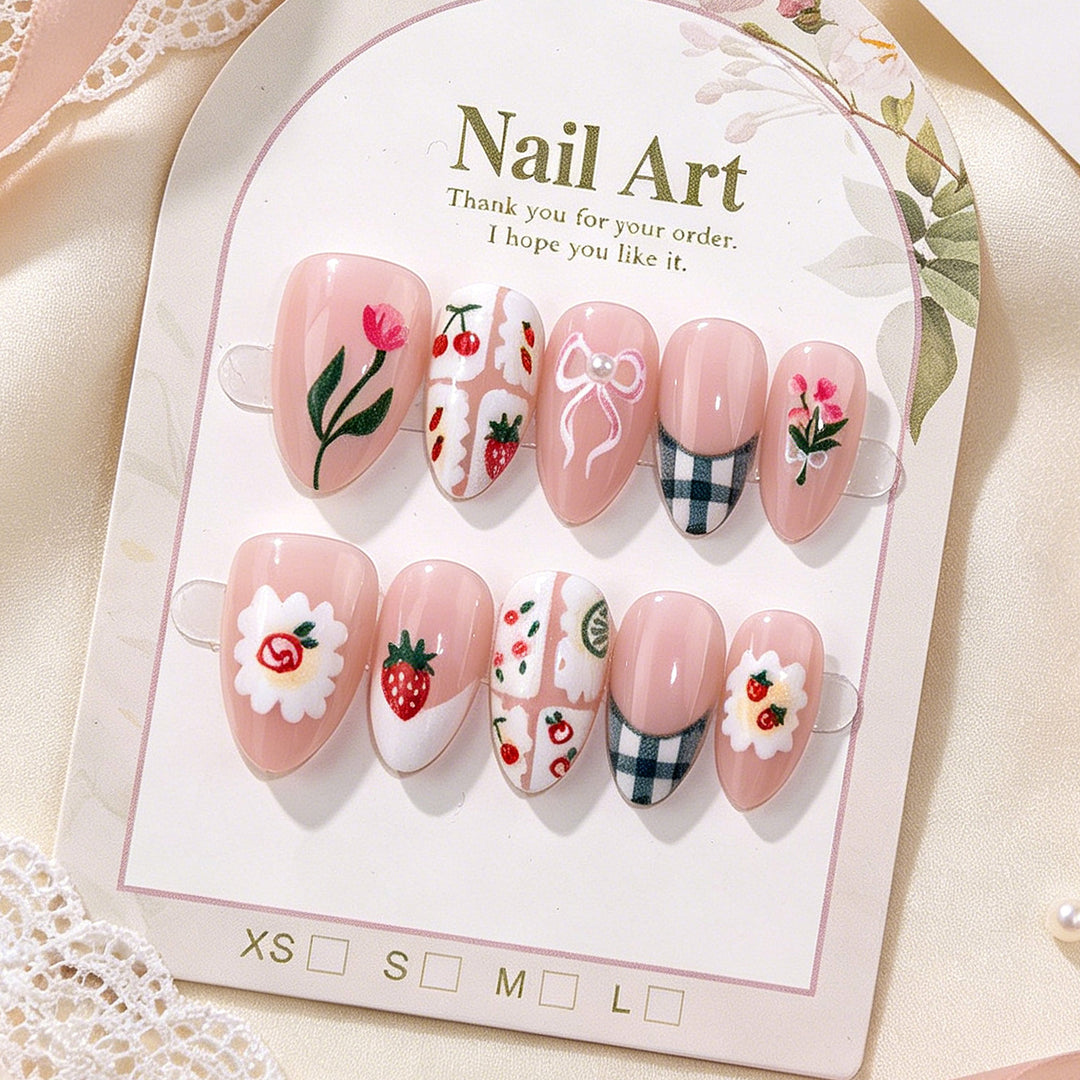 Künstlerisches Floral Acryl Nagelset