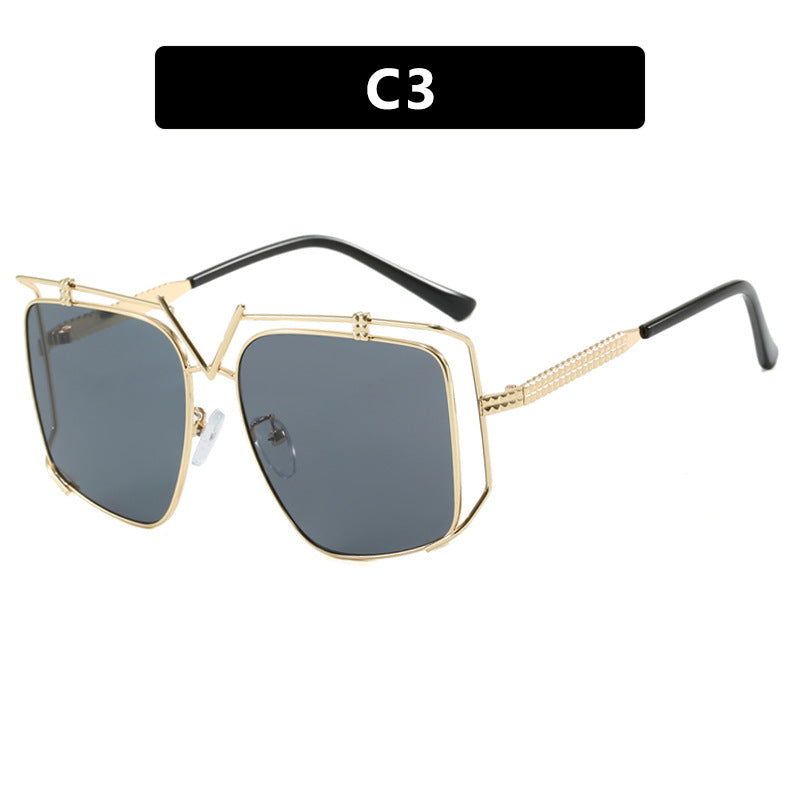 Damen futuristische Oversized-Sonnenbrille mit einzigartigem Geometrie-Rahmen Karnz