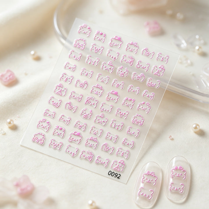 Niedliches tierisches Nagelkunst Aufkleber Set