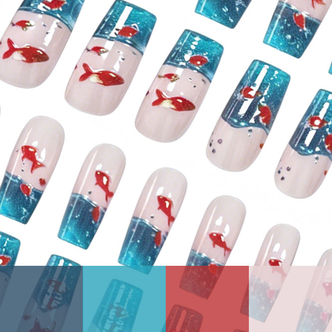 Künstlerische von Aqua inspirierte Acryl-Nagelkunstverlängerungen Karnz