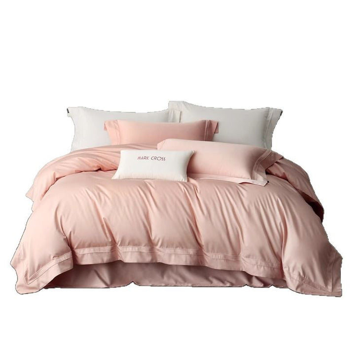 Langstapel-Baumwoll-Satin Bettdeckenbezug Set mit doppelt gesticktem Saum & Umschlag-Kissenbezügen