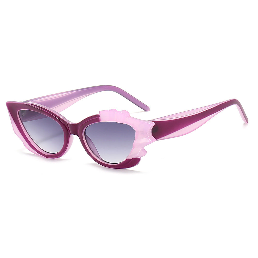 Damen Cat-Eye Sonnenbrille mit auffälligem Blütenrahmen Karnz