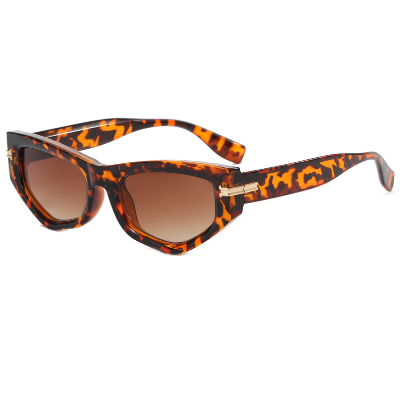 Damen trendige Cat-Eye-Sonnenbrille mit lackiertem Rahmen und akzentuierten Metall-Details Karnz