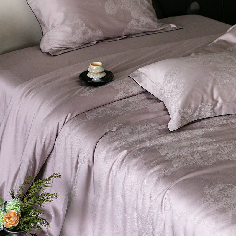 Fein-Jacquard Satin-Bettbezuggarnitur mit Ton-in-Ton-Muster und verdecktem Reißverschluss
