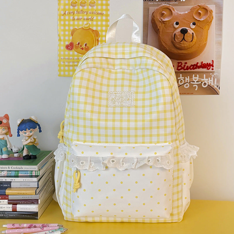 Stylische Gingham-Print Freizeit Rucksack Karnz