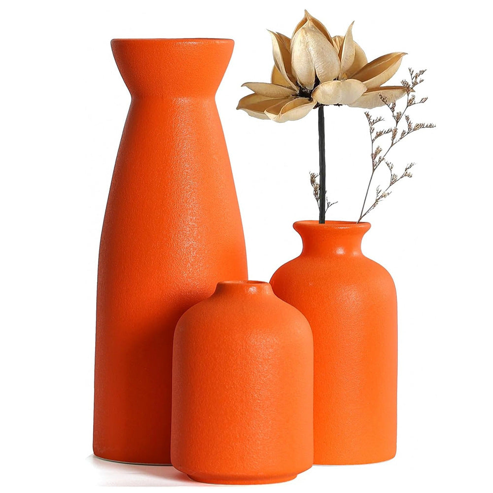 Texturiertes Keramik Blumenvasen Set