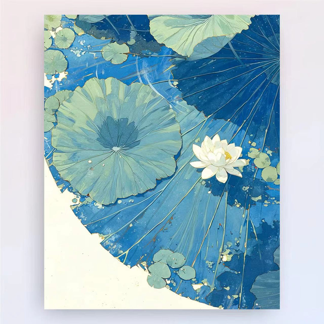 Zeitgenössischer Lotus-Blumen-Canvas-Kunstdruck Karnz