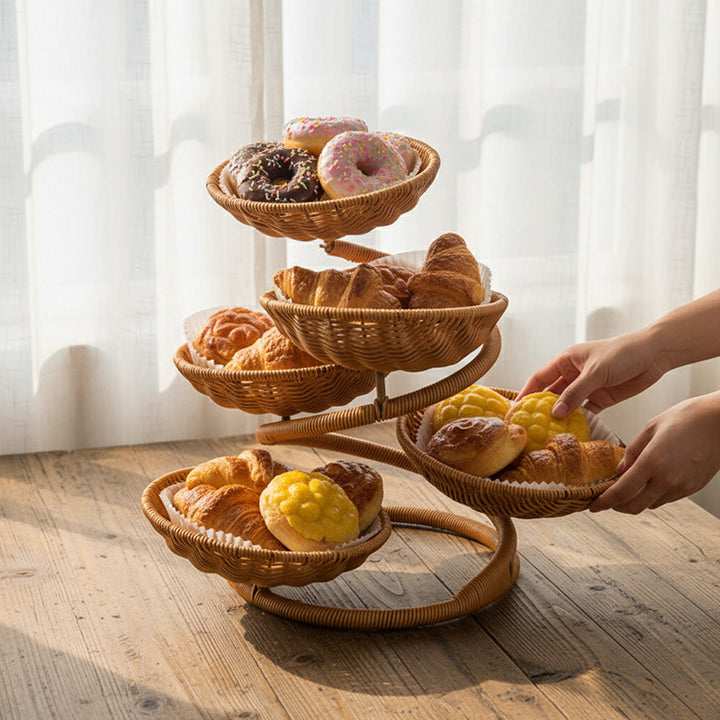 Mehrstufiger Rattan Obstständer Karnz
