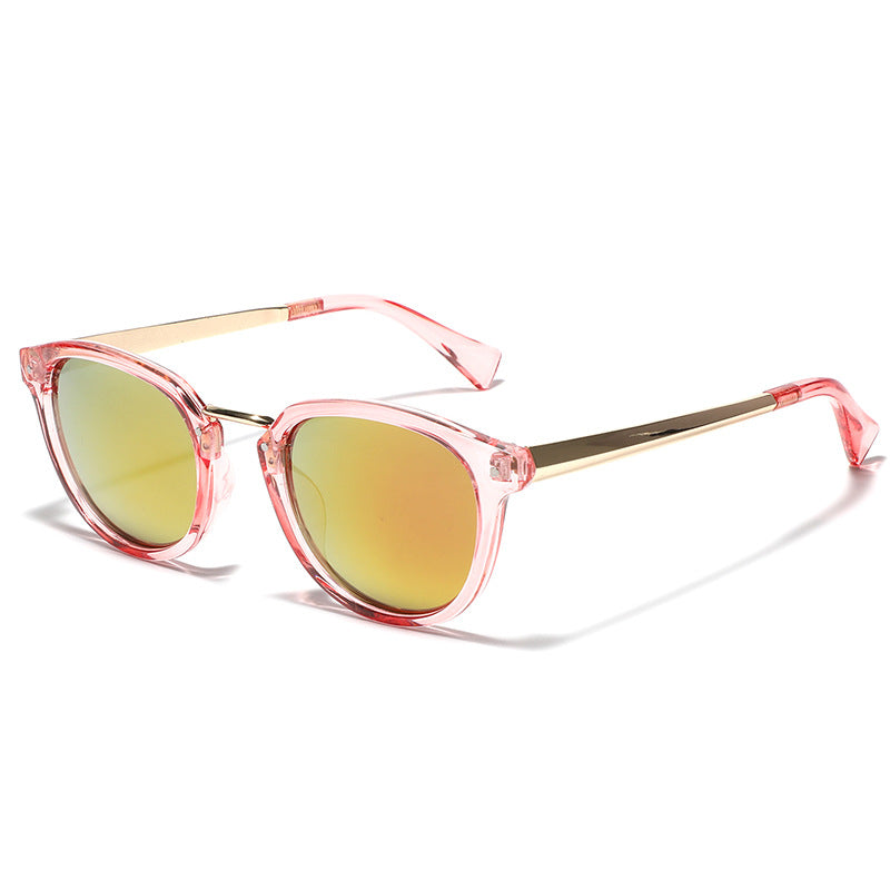 Damen modische Sonnenbrille mit buntem, verspiegeltem Gläsern und elegantem Rahmen Karnz