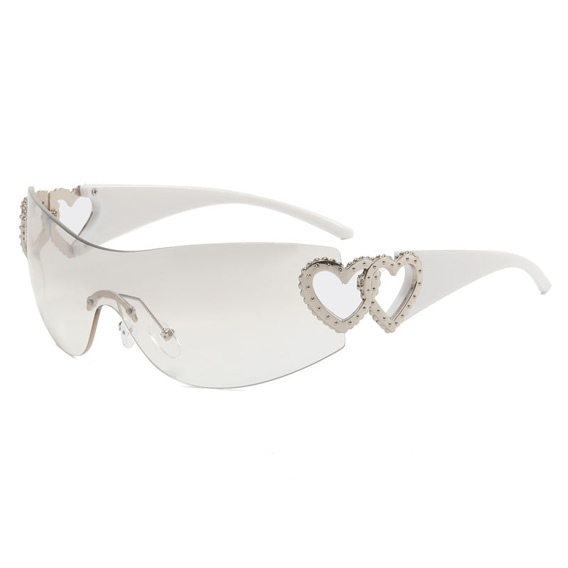 Damen Fashion-Sonnenbrille mit Herz-Applikationen Karnz