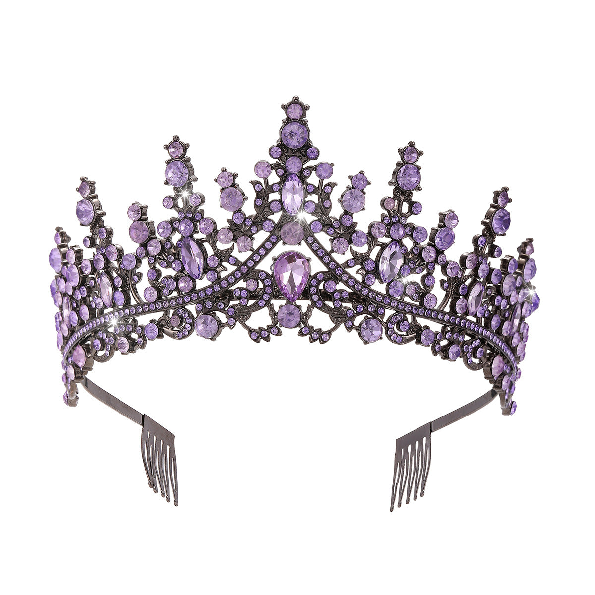 Damen Opulente Tiara mit schwarzem Kristallbesatz Karnz