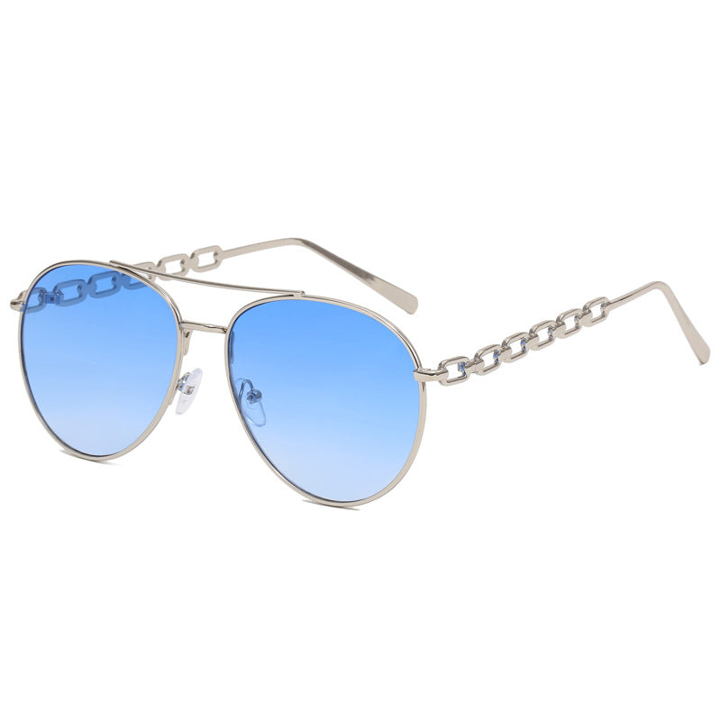 Damen Oversized Sonnenbrille mit modischem Kettenrahmen Karnz