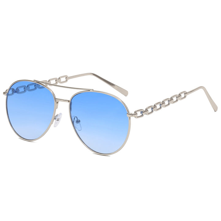 Damen Oversized Sonnenbrille mit modischem Kettenrahmen Karnz