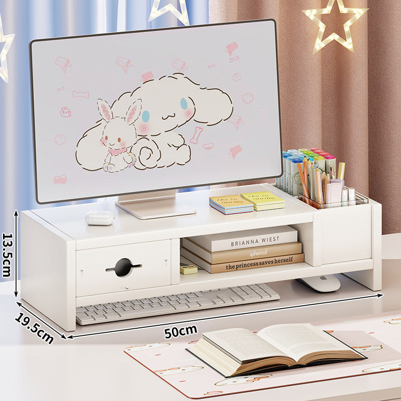 Verstellbarer Desktop-Monitorständer mit ausziehbarem Tastaturfach und Multifunktions-Bürobedarf-Organizer