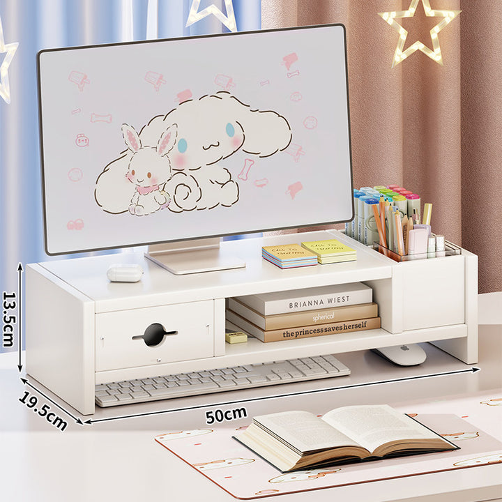 Verstellbarer Desktop-Monitorständer mit ausziehbarem Tastaturfach und Multifunktions-Bürobedarf-Organizer
