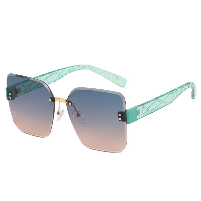 Damen oversized quadratische Sonnenbrille mit modischem Dekor Karnz